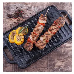 VICTORIA - PLANCHA ASADORA DE HIERRO FUNDIDO REVERSIBLE ESMALTADA 21 X 33 CM