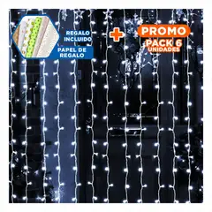 GENERICO - Pack6 Luz Decorativa LED para Navidad Blanco Y+Papel Regalo