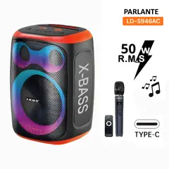 LIDIMI - PARLANTE PORTÁTIL 50W LD-S946AC BLUETOOTH USB TF AUX RGB FRONTAL NEGRO