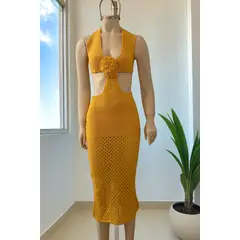 GENERICO - VESTIDO FLOR TEJIDO CASUAL DE MUJER