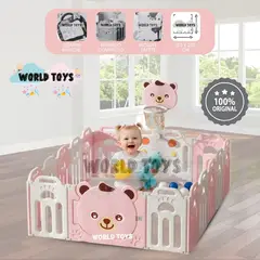BABY - Corral Interactivo con Alfombra Plegable «TEDDY» Pink