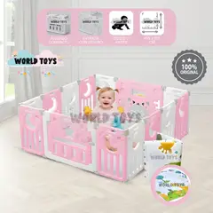 BABY - Corral Interactivo Plegable con Alfombra «NUNIS» Pink