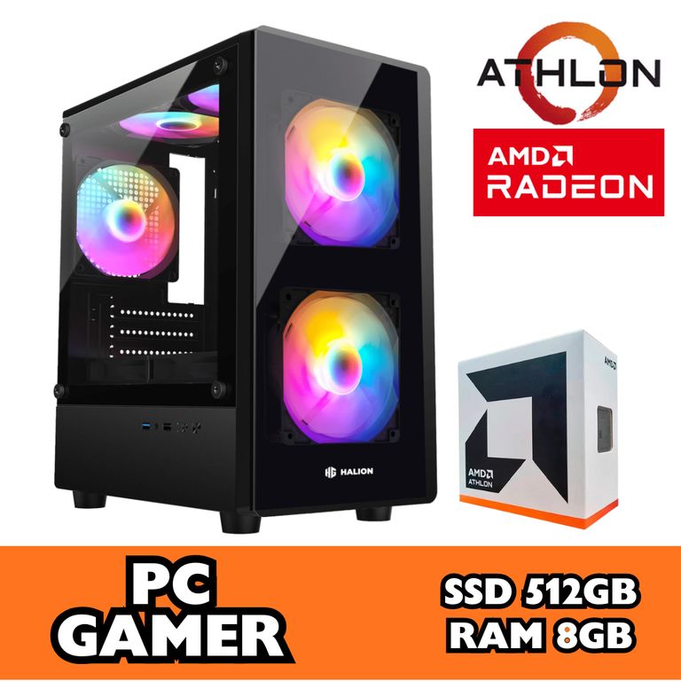 COMPUTADORA PC GAMER RGB ATHLON 3000G SSD 500GB RAM 8GB