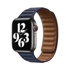 OEM - Correa de cuero imantada - AZUL NOCHE - 42mm 44mm 45mm 46mm 49mm