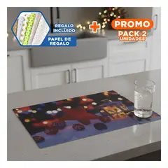 GENERICO - Pack2 Set 6 Individuales de Mesa y 6 Posavasos Estrella y Lampara para Comedor Y+Papel Regalo