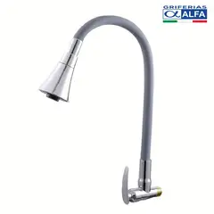 ALFA - Llave Lavadero para Pared Flexible Cónico Gris