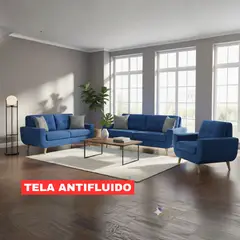 GENERICO - Juego de Sala Palermo 3-2-1 en Tela Chenille Antifluido-