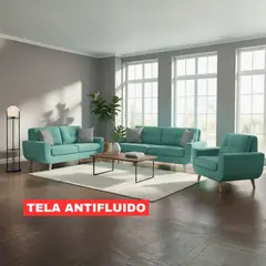 GENERICO - Juego de Sala Palermo 3-2-1 en Tela Chenille Antifluido-