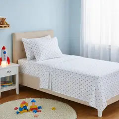 GENERICO - JUEGO DE SÁBANAS ALGODÓN PERU PIMA WHITE STAR COLOR