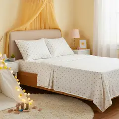 GENERICO - JUEGO DE SÁBANAS ALGODÓN PERU PIMA WHITE STAR COLOR