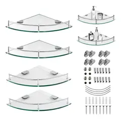 EVERSO - Repisas Esquineras De Vidrio Ducha Organizador Estante 4 Pzs Transparente