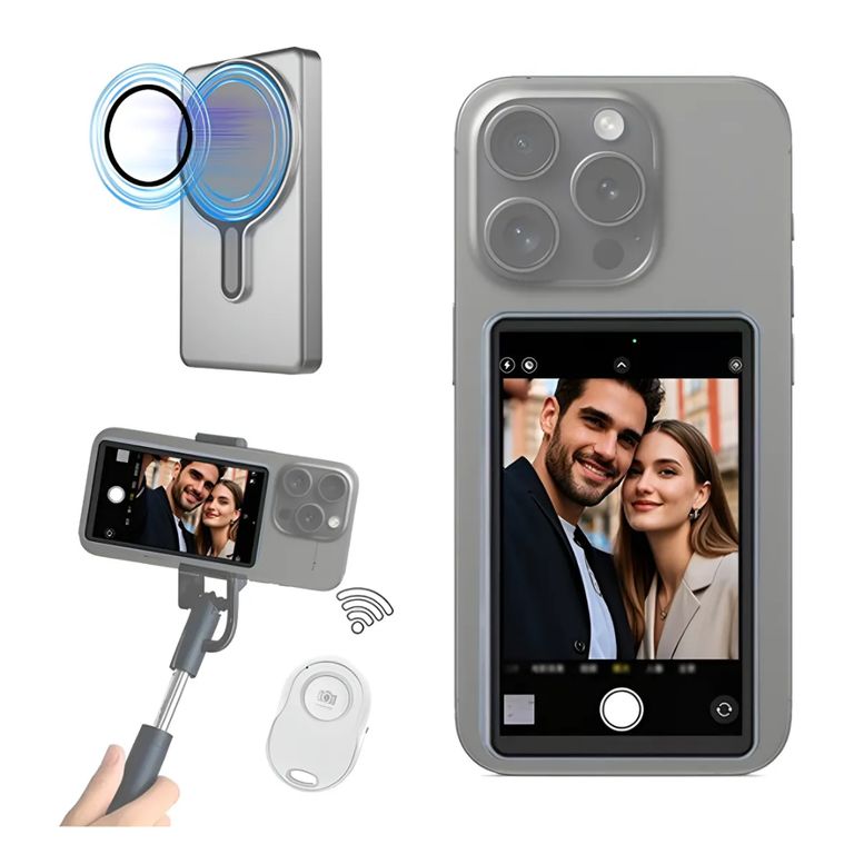 Pantalla Selfie Magnética para iPhone y Android con Control Bluetooth y Brillo Ajustable