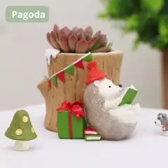 GENERICO - Maceta de Navidad de Resina Erizo Leyendo