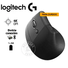 LOGITECH - Mouse Lift Vertical Ergonómico Zurdo Inalámbrico Negro
