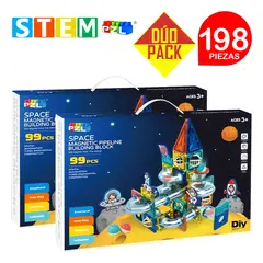 STM - Bloques magnéticos didácticos STEM PZL ESPACIAL 99pz DÚO PACK 198 piezas