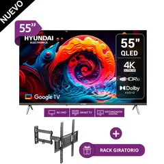 HYUNDAI - TELEVISOR SMART TV QLED 55 HYLED5529QG - GOOGLE TV + RACK GIRATORIO