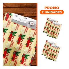 SKYBLOO - Pack2 Mantelito Navideño con Carro Rojo y Pinos Dorado
