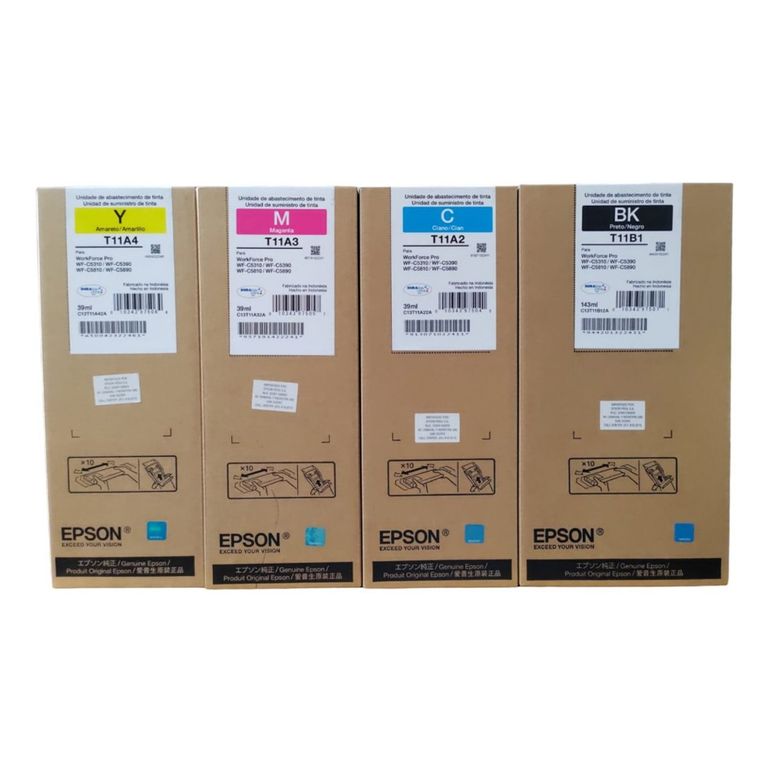 JUEGO DE TINTA T11B T11A NEGRO Y COLOR x 4 Pro WF-C5810 C5890 C5390