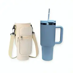 GENERICO - Combo Termo Premium Hermético Doble Pico y Funda Carry All Day para Vaso Tomatodo de 900 a 1250 ml