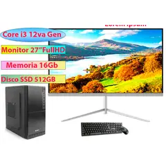 INTEL - Computadora Core i3-12100 Monitor 27 Full HD 16GB SSD 512GB
