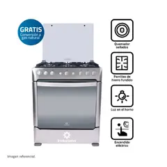 INDURAMA - COCINA DE PIE A GAS 6 HORNILLAS ACERO INOX - PARMA ZAFIRO