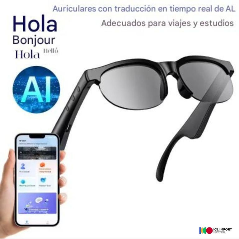 LENTES DE SOL INTELIGENTES PROTECCION UV 400 CON AUDIFONO Y TRADUCTOR IA