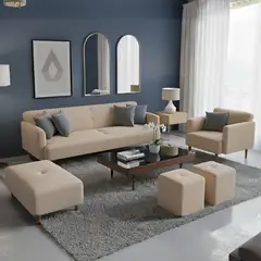 GENERICO - Juego de sala Afra 3-1+ banqueta+ 2 puff de regalo