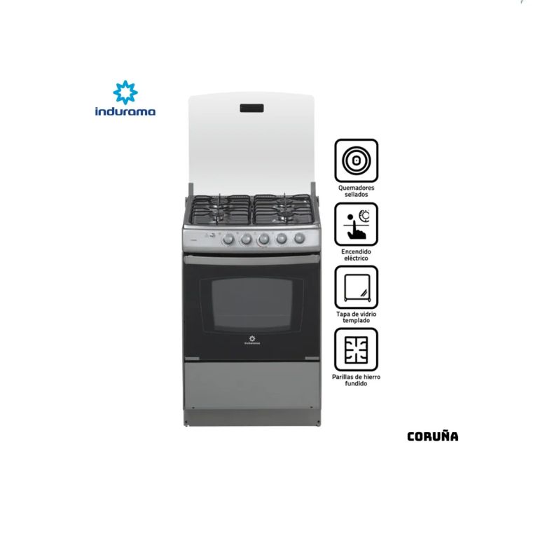 COCINA DE PIE A GAS 4 HORNILLAS ACERO INOX - CORUÑA