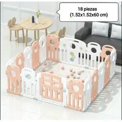 GENERICO - Corral Bebé Rosa 18 Piezas + tapete