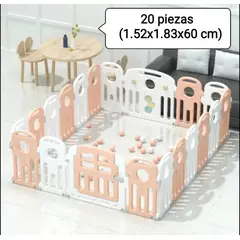 GENERICO - Corral Bebé Rosa 20 Piezas + tapete