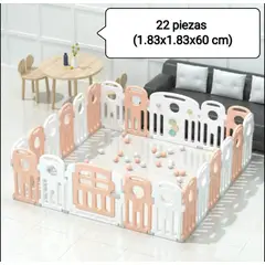 GENERICO - Corral Bebé Rosa 22 Piezas + tapete