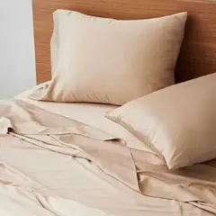 ISATEX HOME - Juego de Sábanas 100% Bambú 300 Hilos Beige 2 Plazas