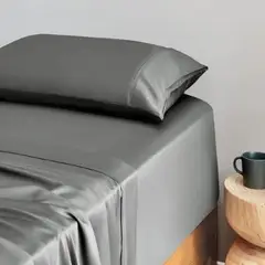 ISATEX HOME - Juego de Sábanas 100% Bambú 300 Hilos Charcoal Queen