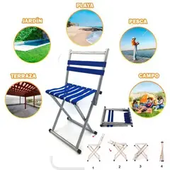GENERICO - Pack 2 Sillas Plegable portable terraza playa campo pisicna
