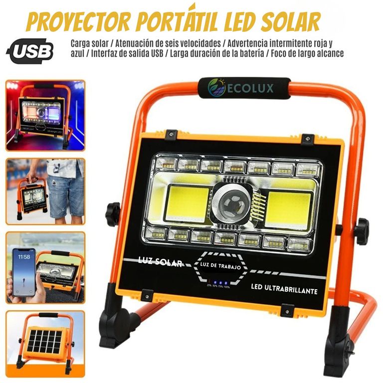Lampara portátil recargable con panel solar
