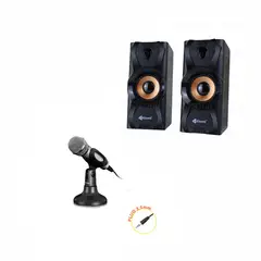KISONLI - Combo PARLANTES y MICROFONO - PC Laptop Tablet Cel MP4