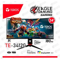 TEROS GAMING - MONITOR GAME CURVO TE-3412G ULTRA WIDE QHD 34 " VA 180hz 1ms 1000R HDR