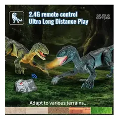 GENERICO - Velociraptor con Control Movimientos Salvajes Bota Humo JS