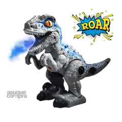 GENERICO - Dinosaurio Armable Azul Bota Humo con Sonido