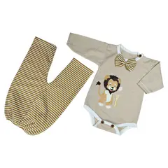 GENERICO - Conjunto body animales y pantalón a rayas