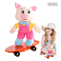 GENERICO - Monopatín con Peluche Cerdito Musical 360º Para Niños II JS