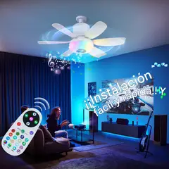 GENERICO - FOCO LED CON VENTILADOR SILENCIOSO Y PARLANTE BLUETOOTH DE 32W