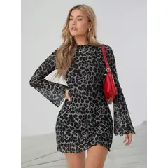 GENERICO - Vestido Lolitas Animal Print de Manga Larga casual
