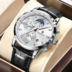 LIGE - Reloj de Lujo Hombre - Plata