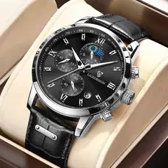 LIGE - Reloj de Lujo Hombre - Cuero