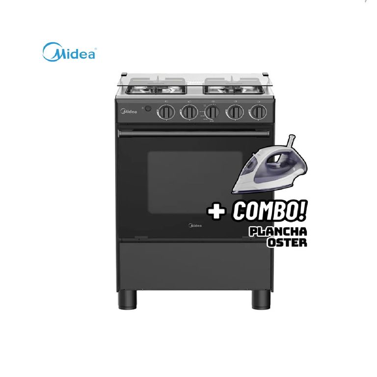 COCINA DE PIE A GAS 4 HORNILLAS NEGRO - MGS24FS2LFABBC-PE + PLANCHA OSTER