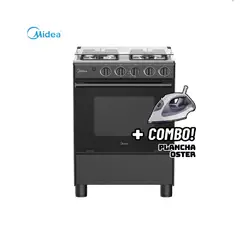 MIDEA - COCINA DE PIE A GAS 4 HORNILLAS NEGRO - MGS24FS2LFABBC-PE + PLANCHA OSTER