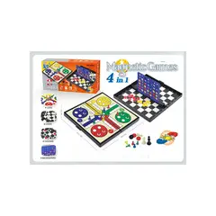 GENERICO - Juego De Tablero Magnetico 4 en 1 Ludo, Ajedrez, Damas y Backgammon
