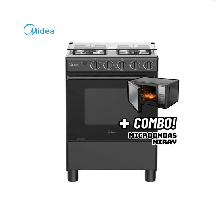 COCINA DE PIE A GAS 4 HORNILLAS NEGRO - MGS24FS2LFABBC-PE + MICROONDAS MIRAY HMM-20N
