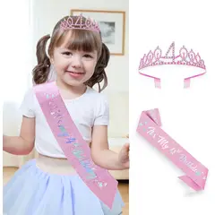 GENERICO - CORONA PARA NIÑA DE CUMPLEAÑOS - SET DE 2 PIEZAS (4 AÑOS )